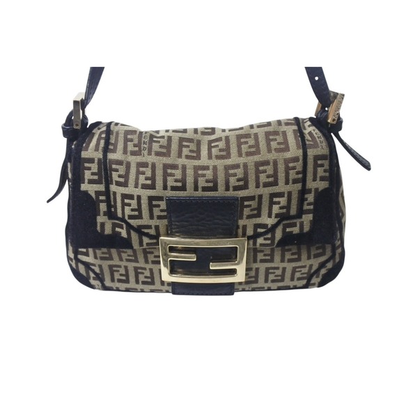 Fendi Handbags - Fendi canvas Zucca Bucket black handbag brown Mamma